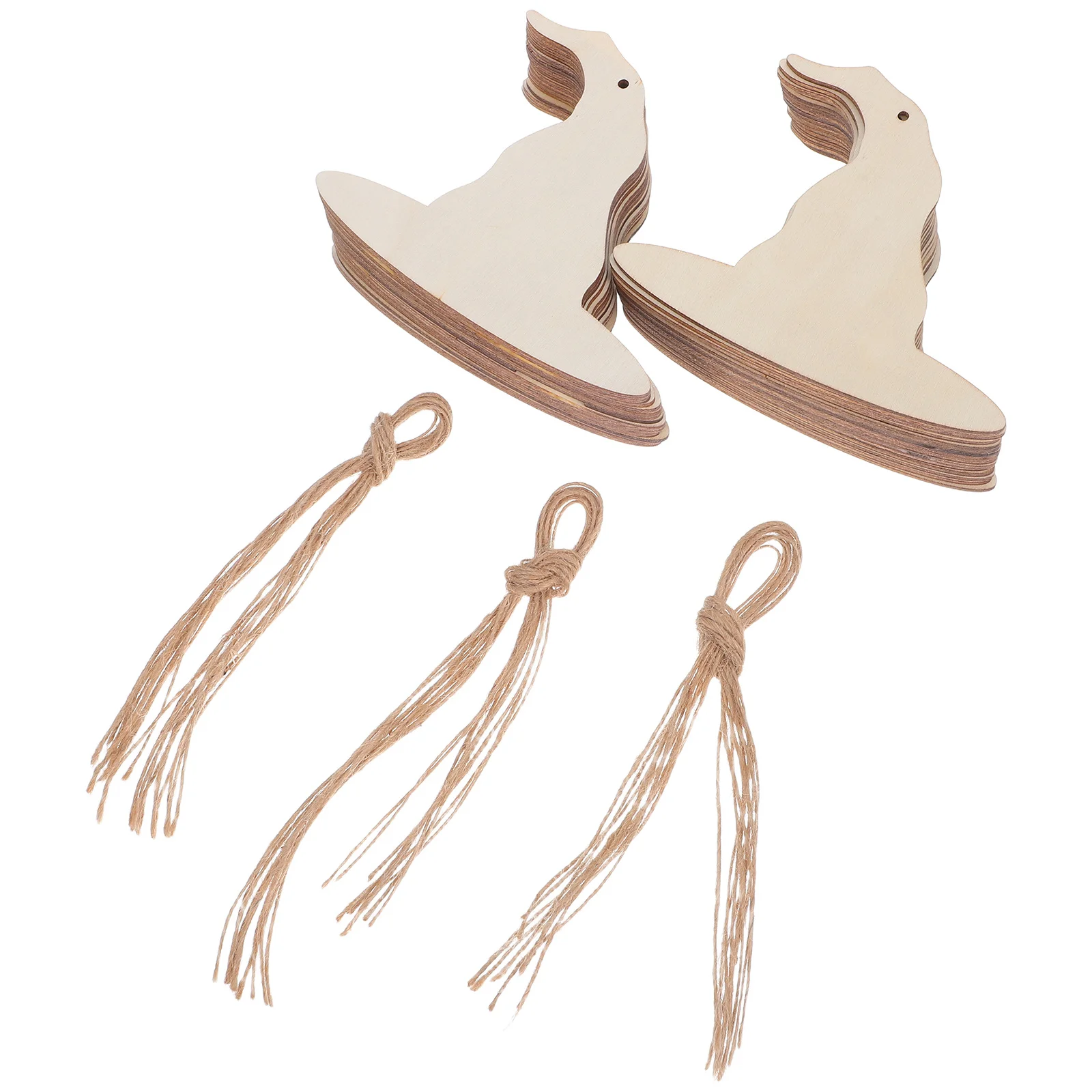 

30Pcs Wooden Witch Hat Cutouts Unpainted Blank DIY Halloween Hanging Decorations Wood Craft Ornaments Mini Hats for Crafts