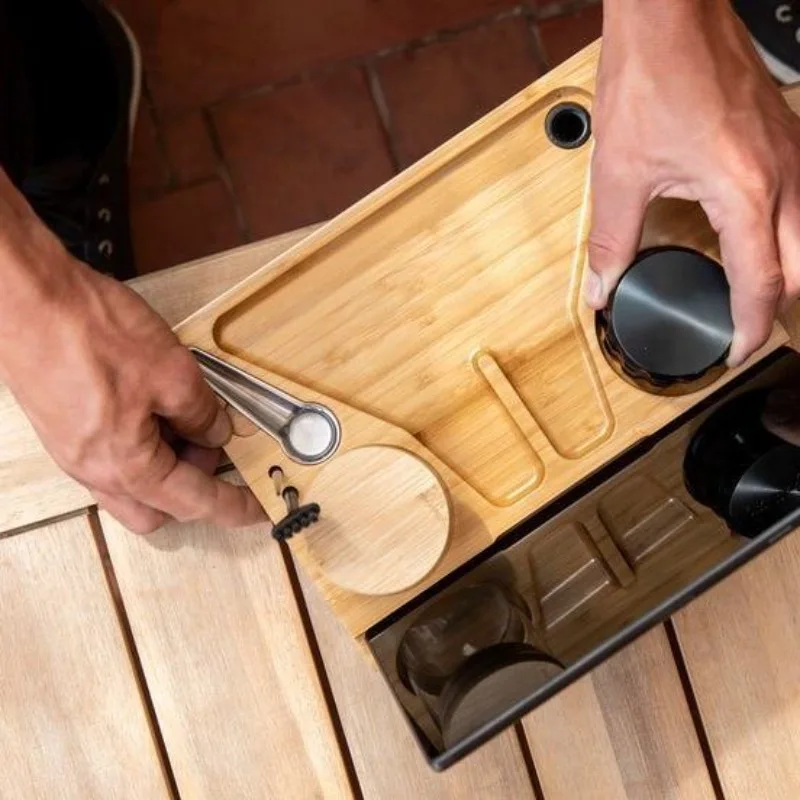 Bamboo Storage Box With Lock Candy Storage Box Movable Tray Tea Cigarettes Operationed Trays Cut Tobacco Reel Handmade BOX