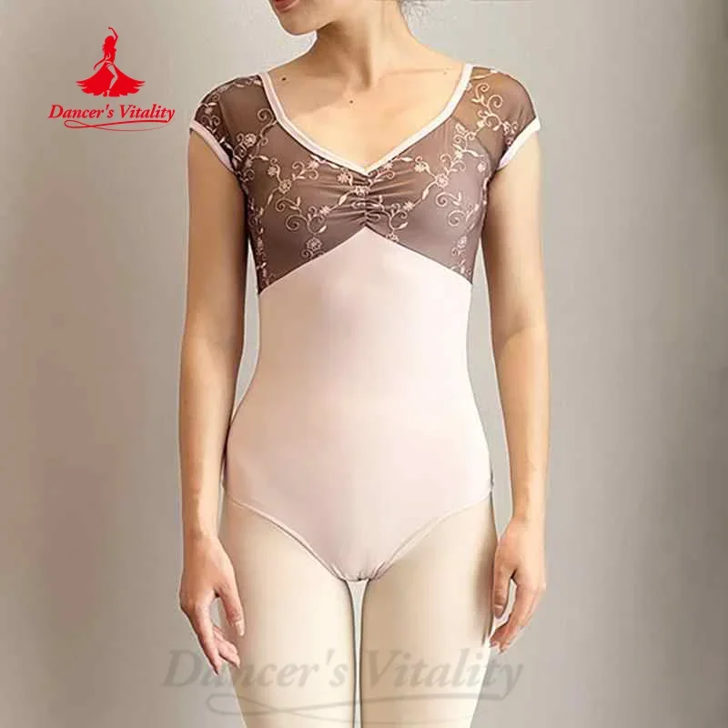 Ballet Practice Clothes Women High-end Embroidery Splicing Gymnastics Clothing Girls' Jumpsuit Yoga Clothes Adult Dance Bodysuit