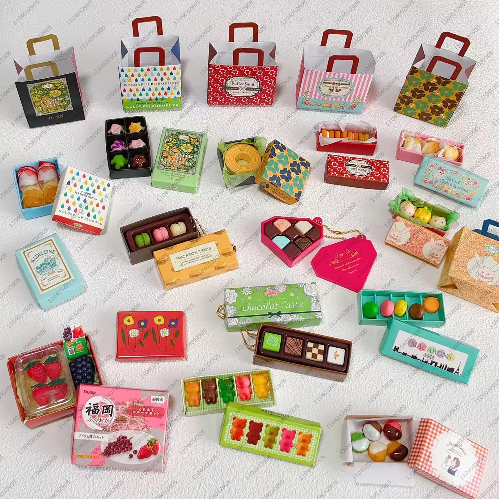 Japanese Capsule Toy Souvenir Paper Bag Gift Miniature Food Puff Pastry Dessert Gashapon Keychain Bag Charm Dollhouse Girl Gifts