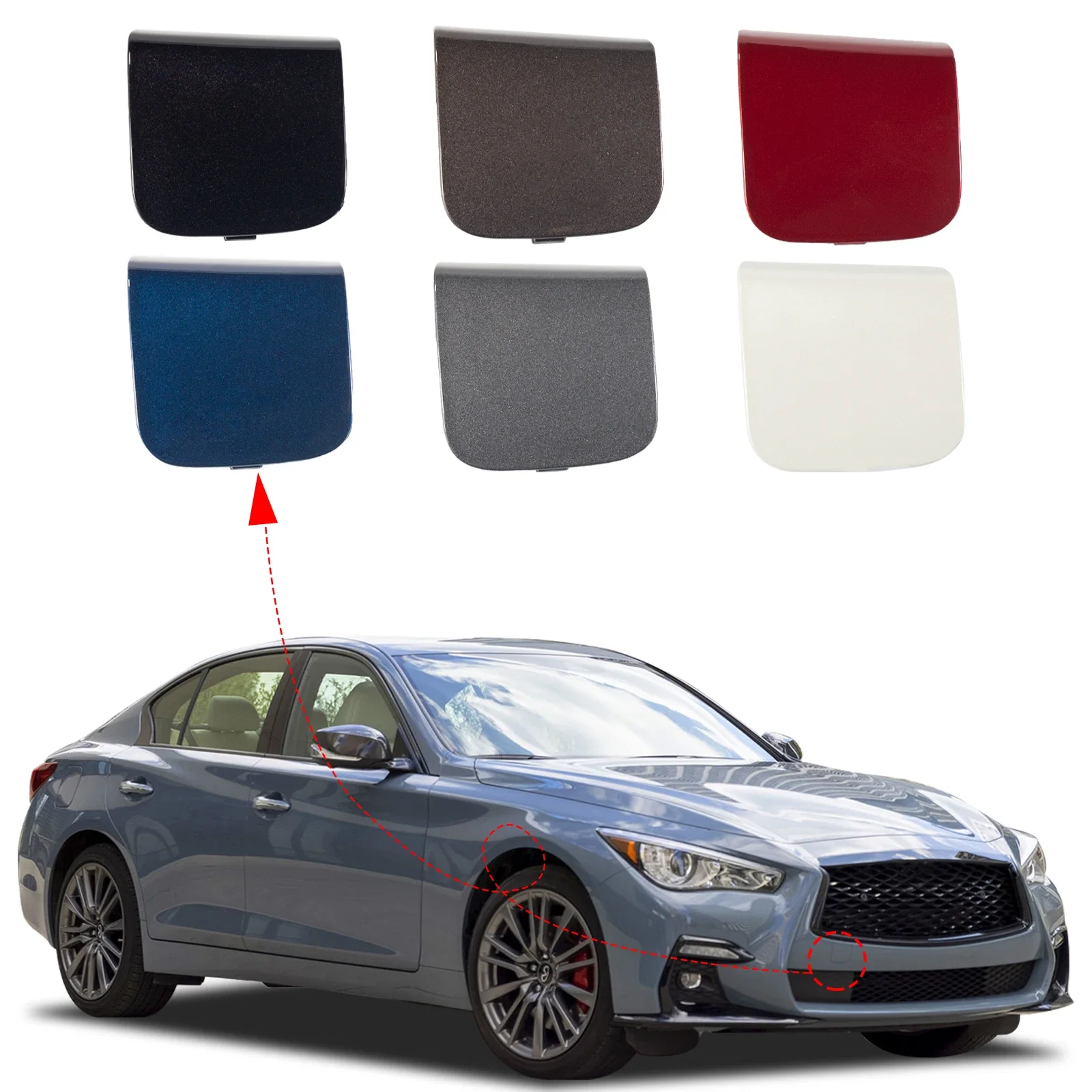 

OLANGDA Front Bumper Tow Hook Cover Cap Eye For Infiniti Q50 2018 2019 2020 2021 2022 622A1-6HH0A Towing Eye Cap