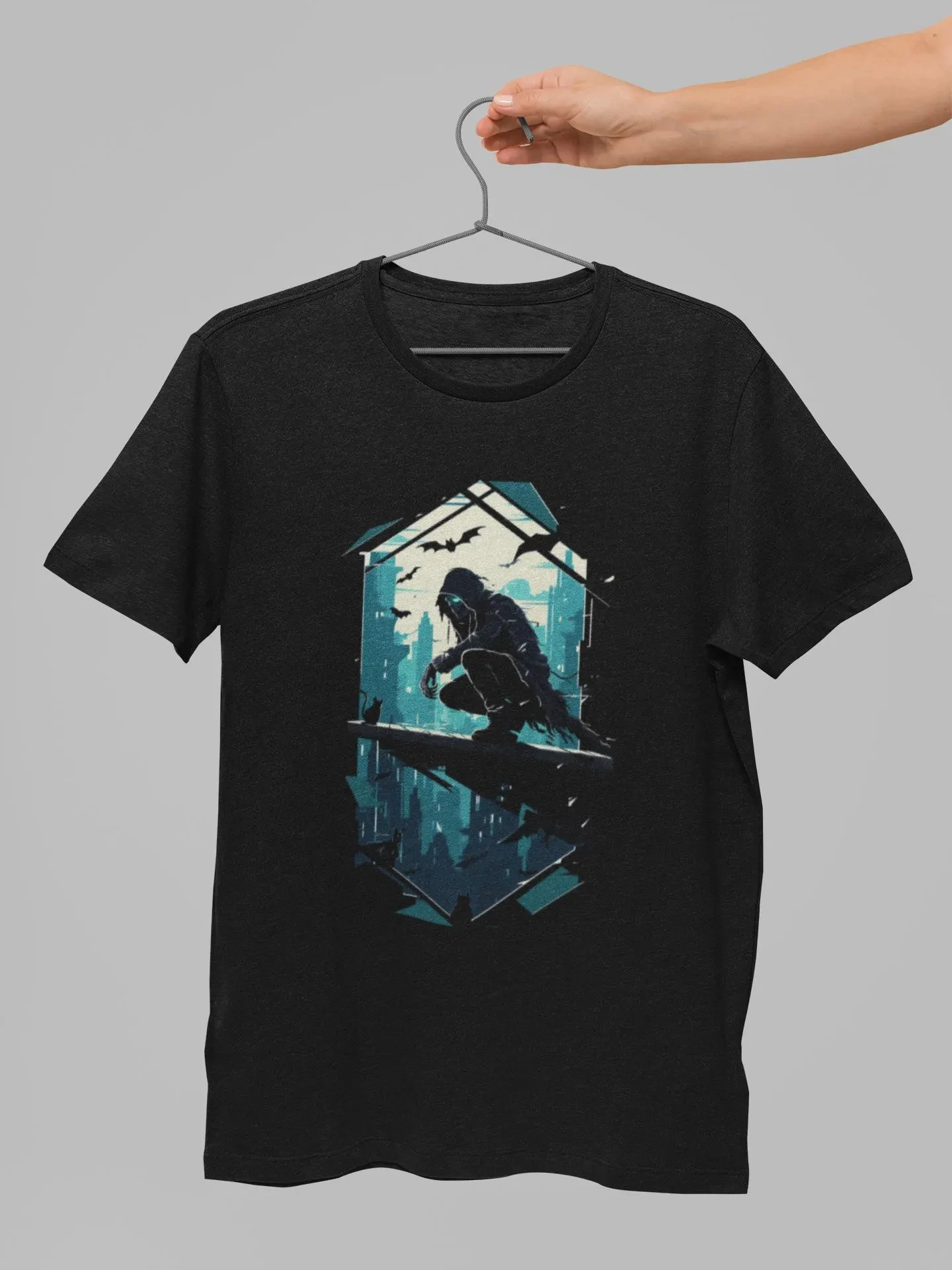 الحضرية ريبر المحملة البط البري نوير الجبهة طباعة للجنسين الجرافيك تي شيرت ريترو الشارع الشهير عالية الجودة طاقم الرقبة قصيرة الأكمام الرجال تي شيرت #2