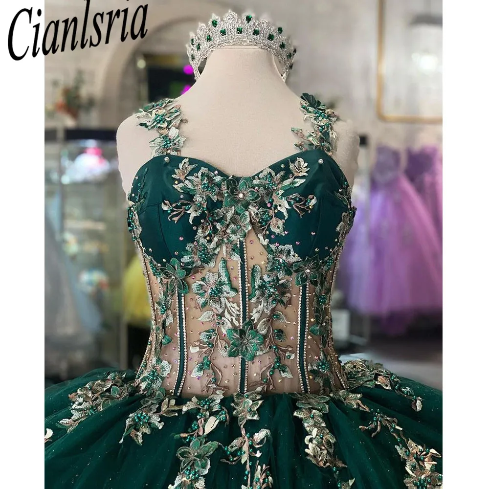 2023 Xanh Lệch Vai Quinceanera Áo Chiếu Trúc Hạt Appliques Pha Lê Bầu Chính Thức Ngọt 15 Sinh Nhật Áo Choàng