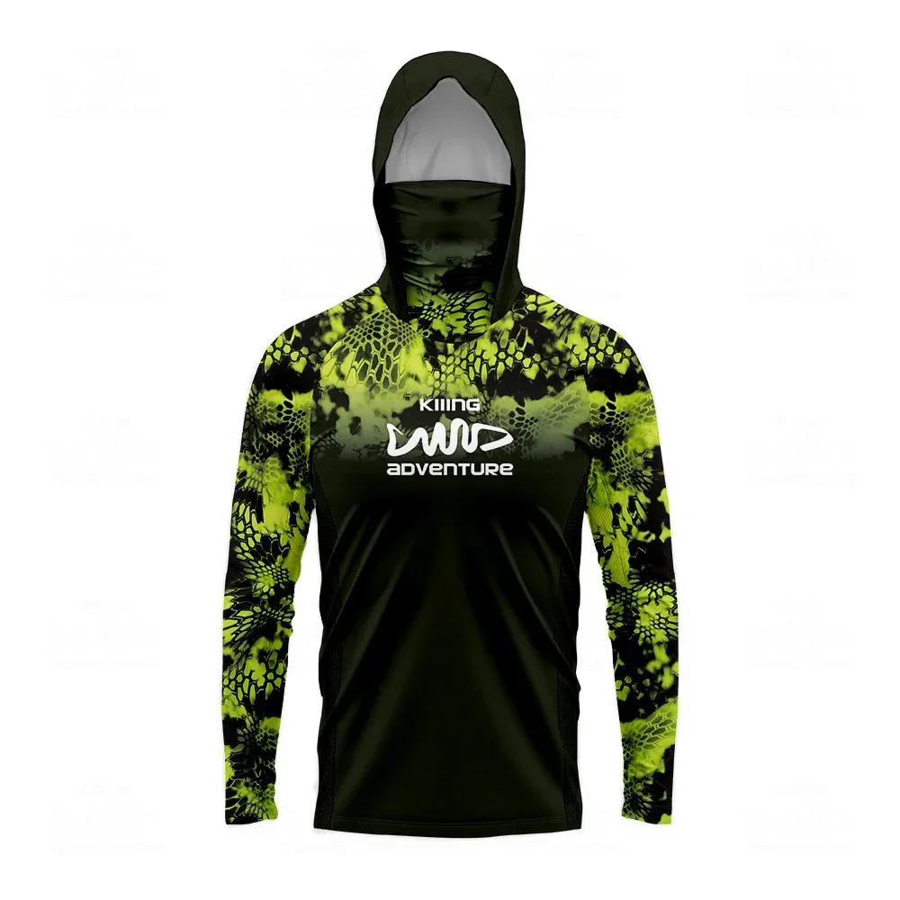 Men's UV Protection Hooded Face Mask Anchor Print Quick Dry Long Sleeve Fishing Shirt Outdoor Hiking Camping Daily for Adult Men