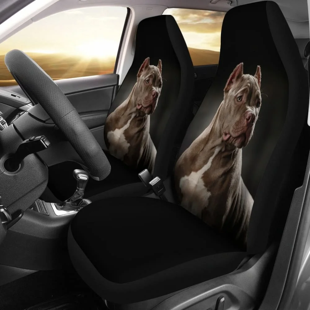

Dark Grey Pit Bull Black Car Seat Covers,Pack of 2 Universal Front Seat Protective Cover
