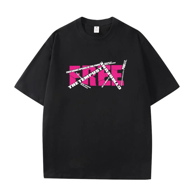 2026 Summer Letter Print Crew Neck Men's and Women's Cotton Short Sleeve Couple Street Casual Trendy Sports Loose T-Shirt Summer