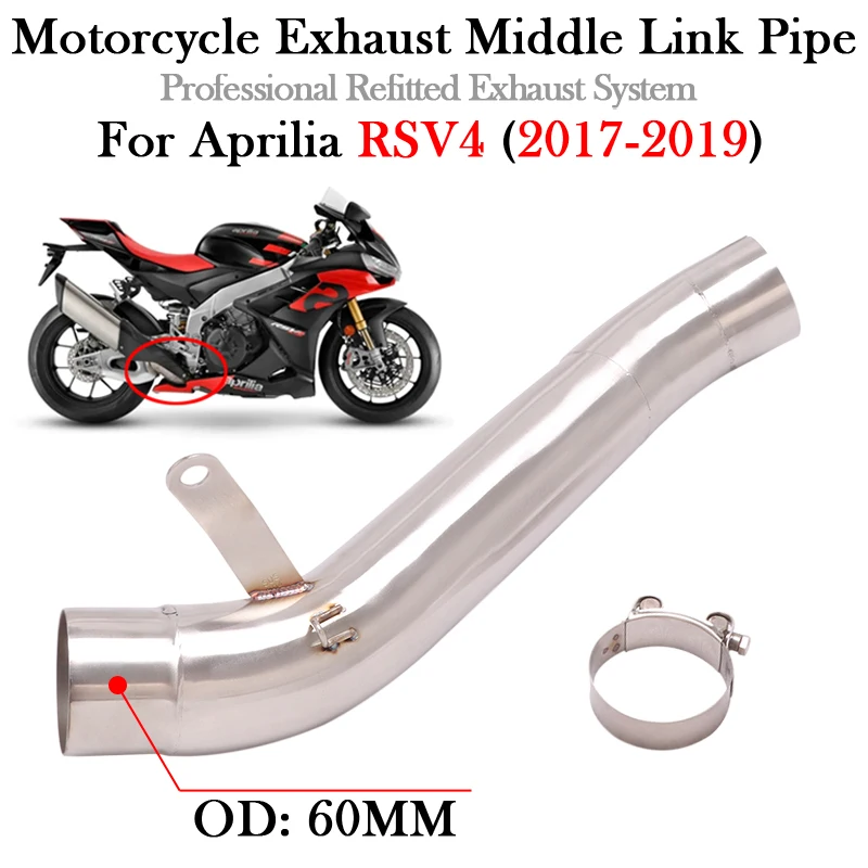 

Slip-On For Aprilia RSV4 1100 Factory 2017 2018 2019 Motorcycle Exhaust Modify 60MM Tube Escape Moto GP Muffler Middle Link Pipe