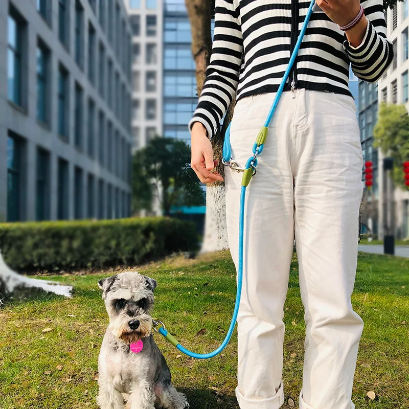 

Reflective Nylon Leashes Pet Dogs Chain Traction Rope Leads for Running Dog Walking Free Hands Rope Chain for Small Large Dogs