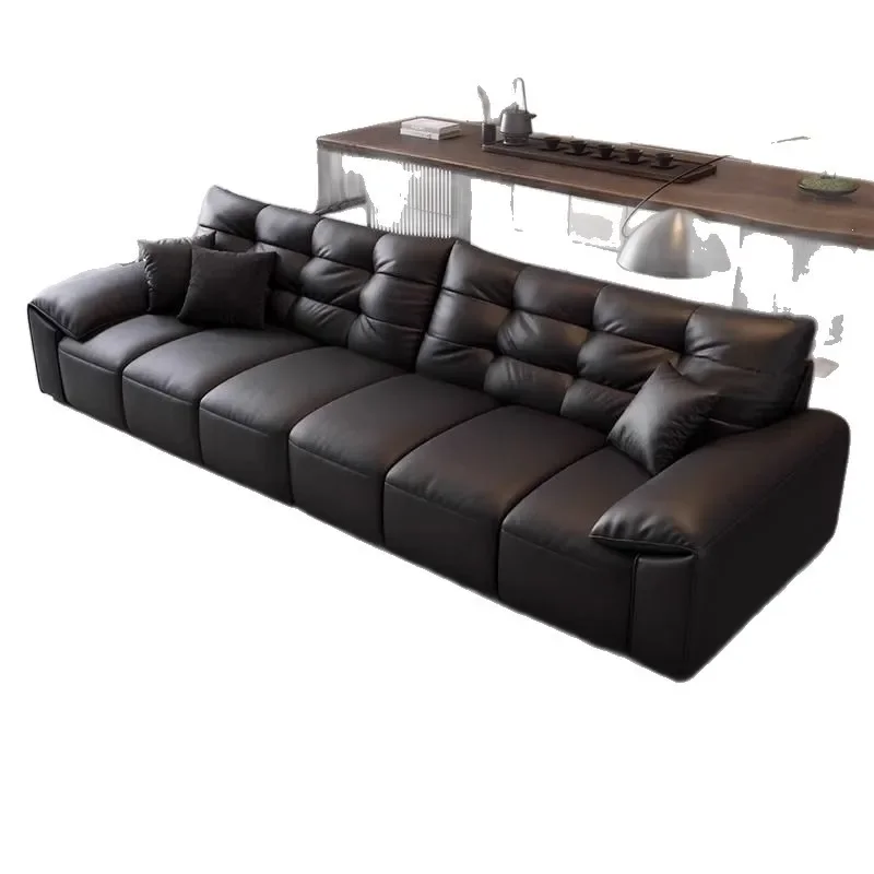 Italian Minimalist Household Light Luxury Cat Scratching Leather Straight Row Living Room Sofal16