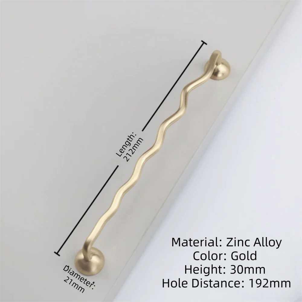 Zinc Alloy Cabinet Door Handles Wave Shaped Irregular Shape Wardrobe Pulls Modern Minimalist Bright Silver Furniture Knobs