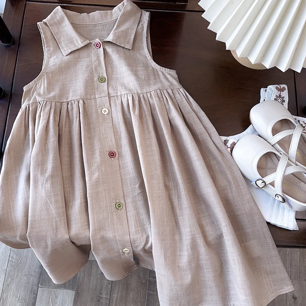Bärenführer-Mädchenkleid mit Cut-out-Design, 2023, Sommer, kleines Mädchen, modisch, Sling, weiß, Urlaub, mittellanges Weste-Kleid, Mädchenkleid