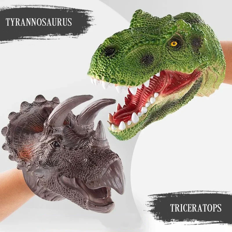 Dinosaur Gloves for Kids Adult Soft Rubber T-Rex Hand Puppets Shark Trendy Gift For Boys Velociraptor Jurassic Inspired Hand Toy