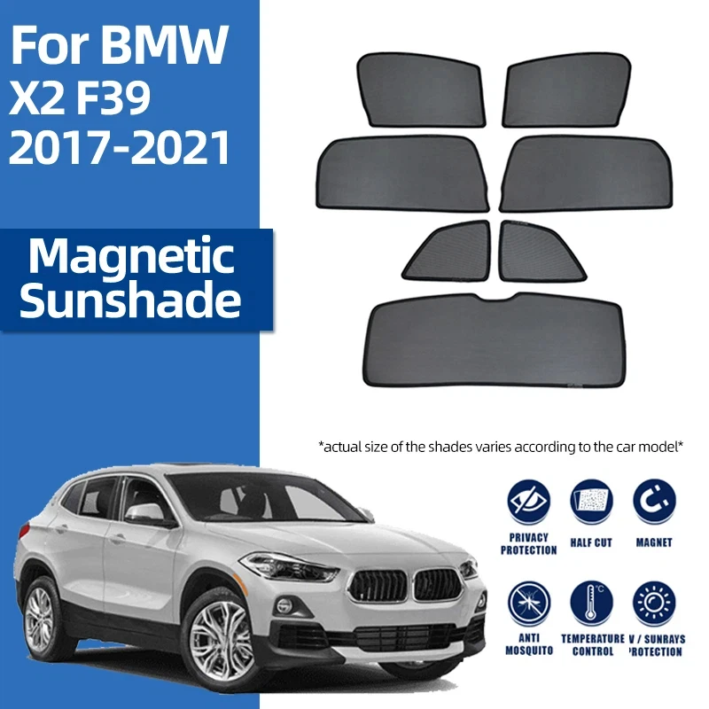 For BMW X2 F39 2017-2022 Car Magnetic Sunshade Front Windshield Curtain Folding Rear Side Window Mesh Sun Shade Visor