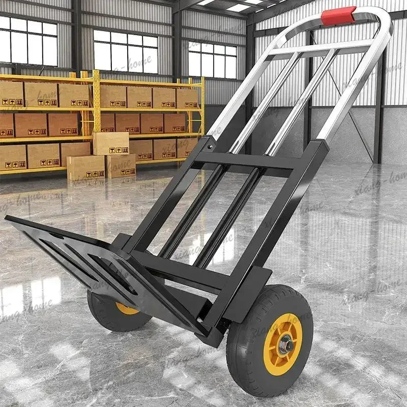 LJY Steel Plate Handle Telescopic Hand Truck Shopping Moving Smooth Hotel Trolley Foldable Flexible Carrying Furniture Chariot L