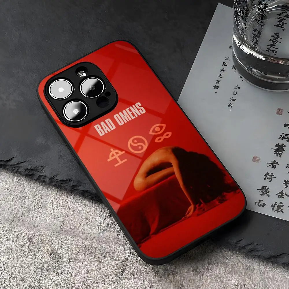 bad O-omens Phone Case For iPhone 15 13 14 16 12 11 Pro XS Max Plus Mini X XR SE2020 Tempered Glass Coque