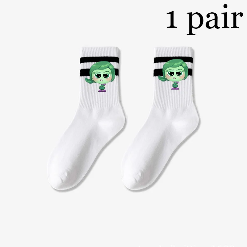 Cute Inside Out2 Riley Joy Women's Mid Length Socks Simplicity Parallel Bar Pattern Sock Sports Sweat-Absorbing Breathable Socks