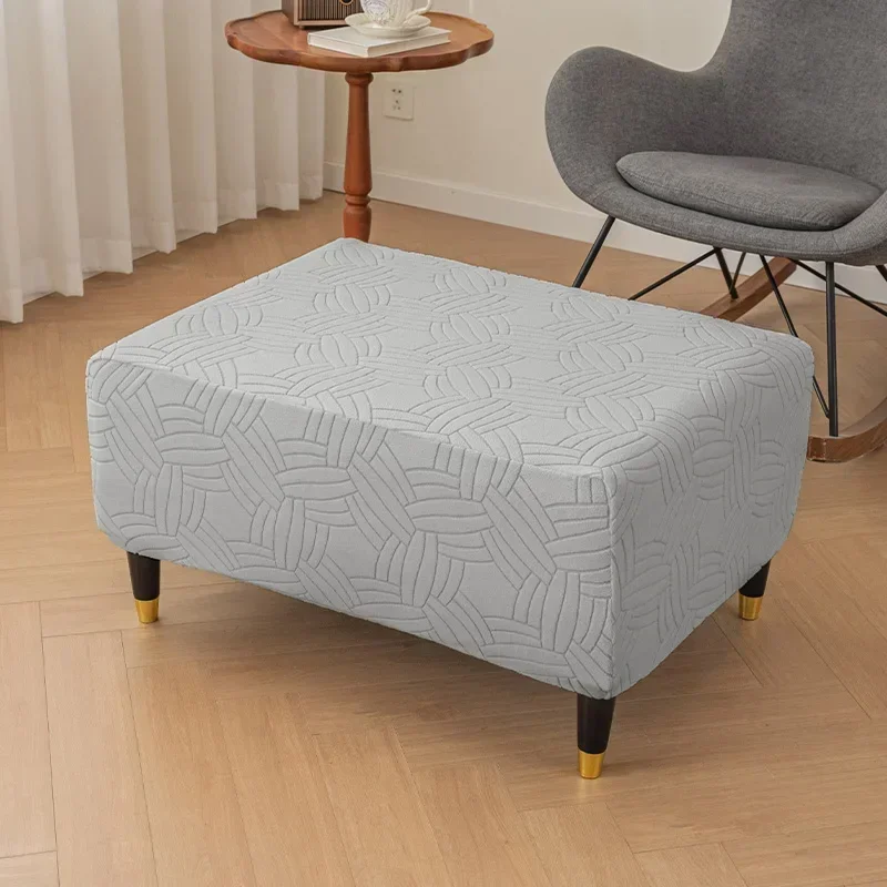 6 Sizes Rectangle Jacquard Stretch Footrest Cover All-Inclusive Universal Stool Step Cover Durable Furniture Protector Slipcover