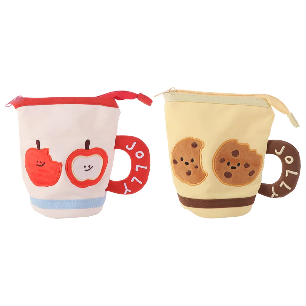 

Desktop Storage Cartoon Stationery Bag Cookies Fruits Water Cup Shape Korean Style Pencil Case Aesthetic Large Capacity