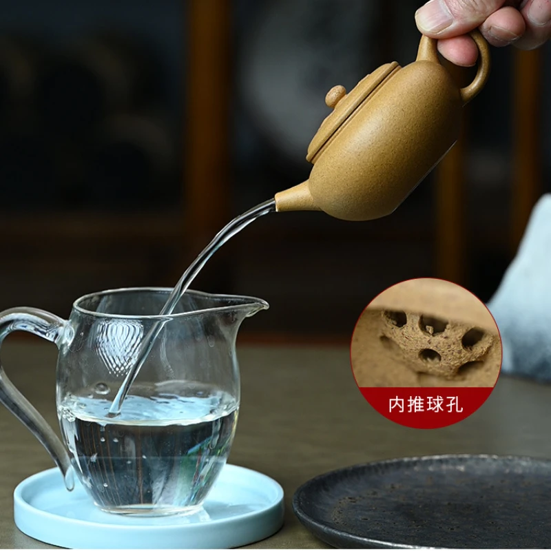 140ml High-end Yixing Purple Clay Teapots Handmade Diamond Flower  Pot Raw Ore Golden Section Mud Kettle Chinese Zisha Tea Set
