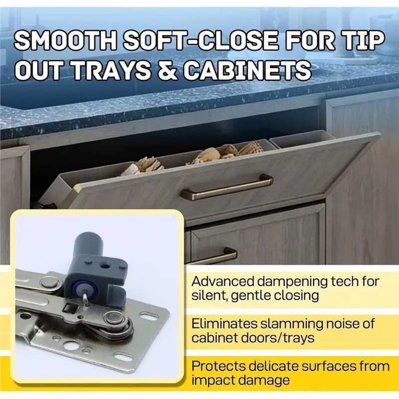 A44I-Soft-Close Heavy-Duty Self-Closing Pivot Hinges 4-Pack, Silent Tip Out Tray For Kitchen Cabinet Doors, Bathroom Storage Uni