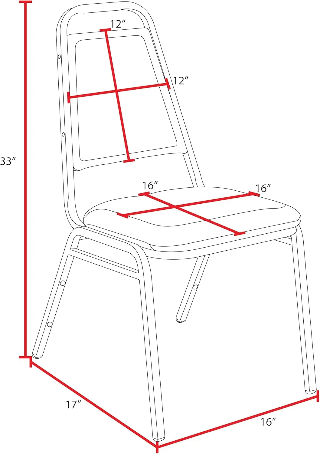 Restaurant Stack Chairs (Set Of 8), Black