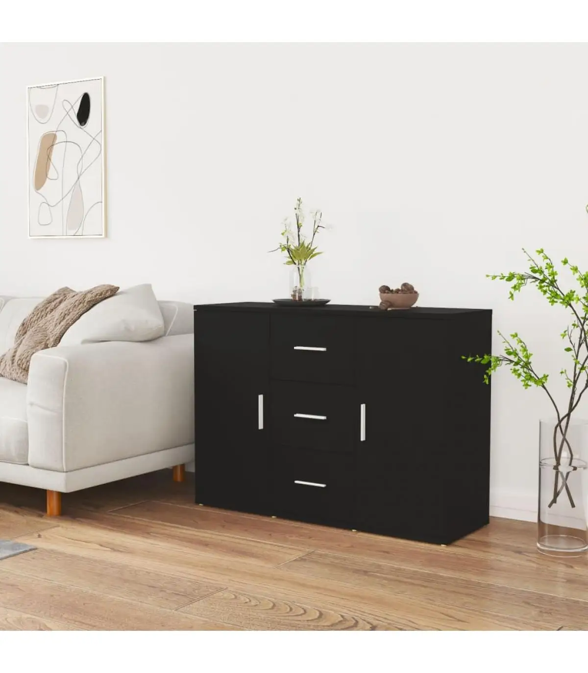 Black plywood sideboard 91x29,5x65 cm