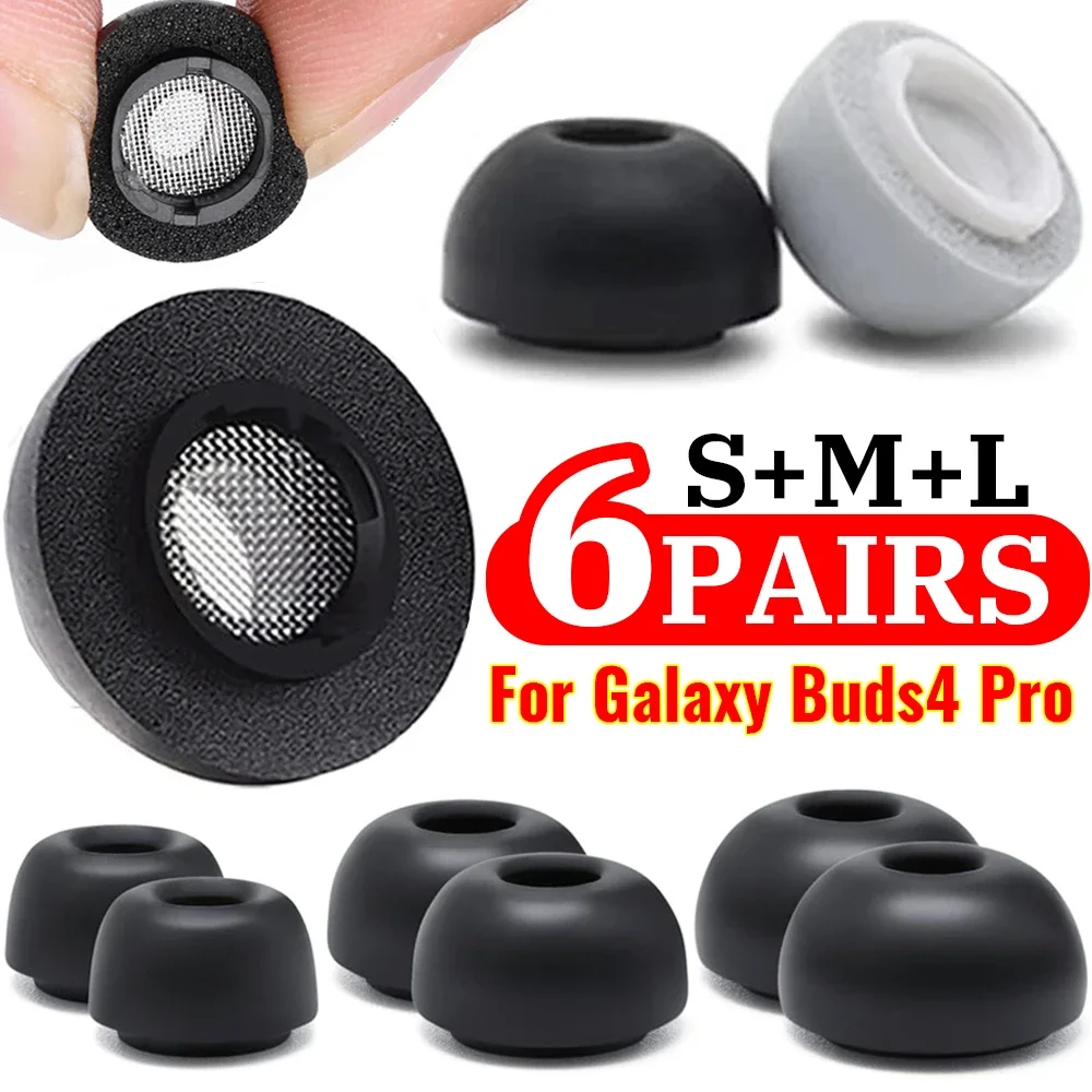 Memory Foam Eartips for Samsung Galaxy Buds 4 Pro Eartip Soft Earplugs Anti-Slip Earbuds Ear Tips For Buds4 Pro Earphone Case