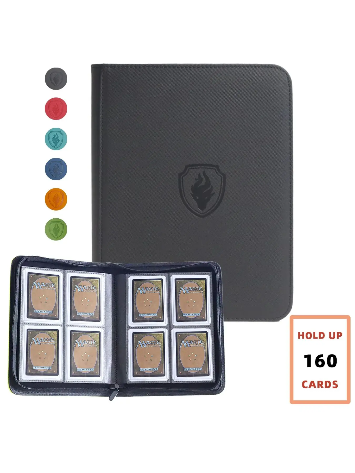 Houdt 160 kaarten vast | Ruilkaartbinder voor 3"×4" kaarten |   Dubbelzijdig album met 4 zakken | PU lederen ritsmap voor TCG/sportkaarten - afbeelding 2