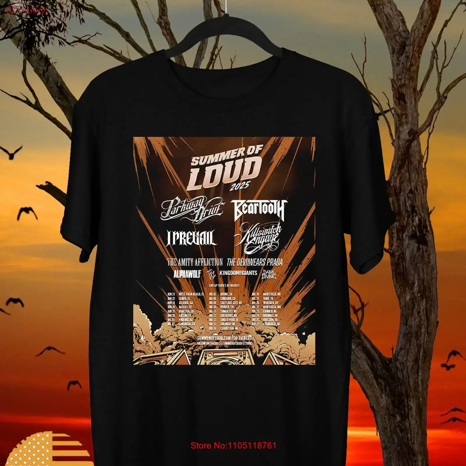 North America Summer Of Loud PARKWAY DRIVE 2025 T Shirt Full Size S 5XL ET1180 vintage Washed graphic Versatile Breathable