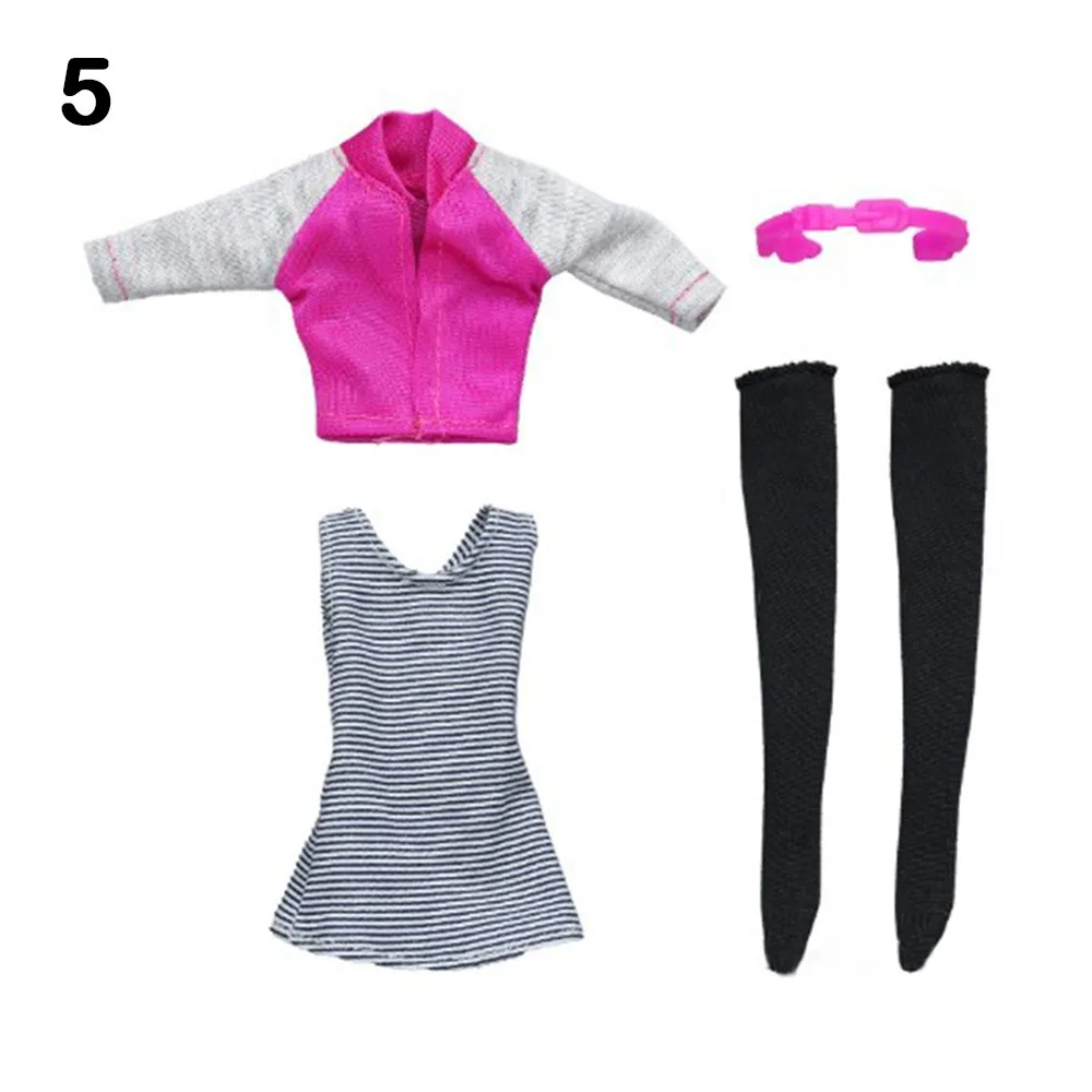 

1 Set Fashion T-shirt Jacket Pants Casual Wear DIY Handmade Sweaters Jeans Pants with Socks Girl Gift for 1/6 /For 29~32cm