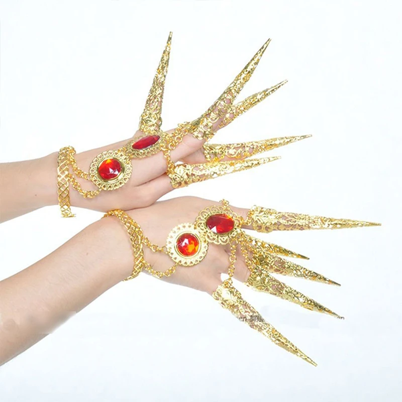 

Belly Dance Accessories Golden Nail Dance Set for Belly Dance Woman Stage Props Gold Indian Girl Nails Dance Show Jewelry Sets