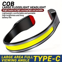 USB Rechargeable COB Headlamp Waterproof Headlight with Tail Red Warnning Light Bright Light for Outdoor Night Cycling Running