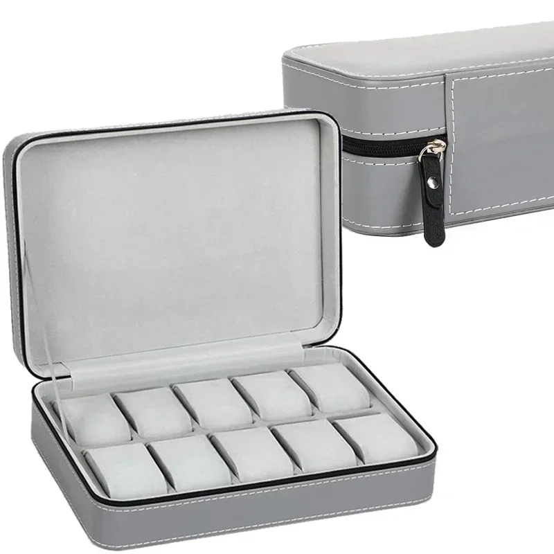2024 New 6/10/12 Girds Portable Watch Storage Boxes Organizer with Zipper Classic Style Multifunctional Watch Display Box