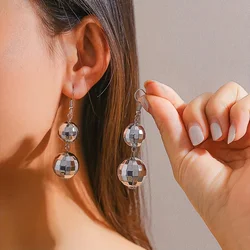 Personalized disco ball beads pendant earrings female fashion beaded tassel earrings for women to wear the party