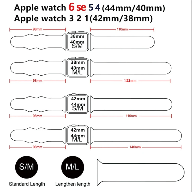 Silicone Strap For Apple Watch Band 44mm 40mm 42mm 38mm 44 mm watchband Breathable bracelet Apple watch 6 Strap iWatch 7 5 4 se