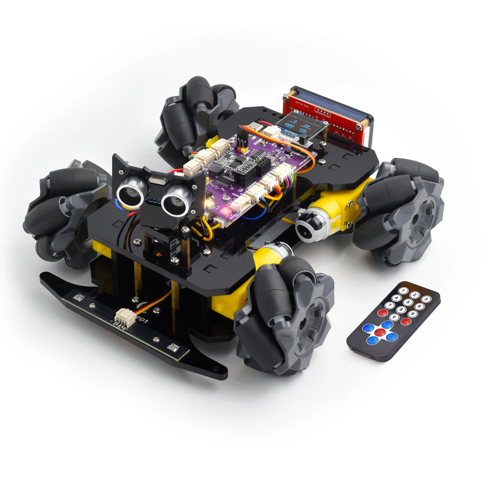 

Adeept Mecanum Wheel Smart Car Kit(Compatible with Arduino IDE), Line Tracking, Light Tracing, Obstacle Avoidance, Servo Motor