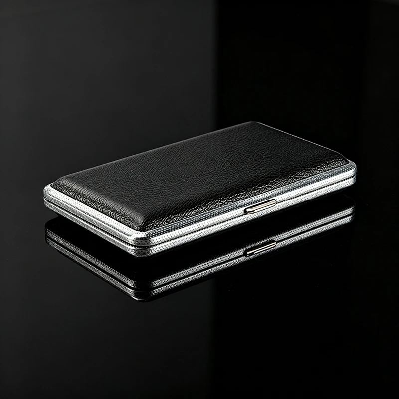 New Long-Stemmed Slim Cigarette Box With Leather Tightening Strap Flip-Top Lid Pressure-Resistant Metal Windproof Cigarette Box