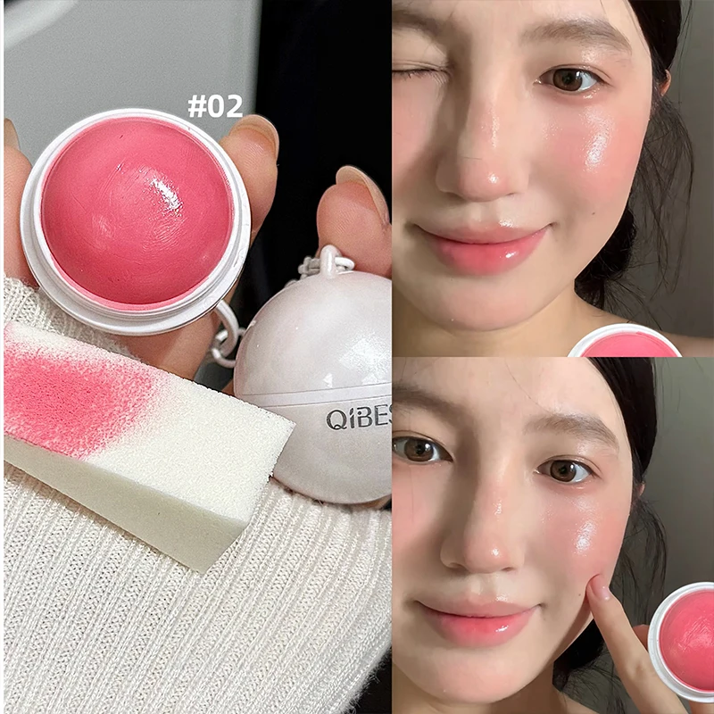 Bálsamo Labial y Rubor de Doble Uso QIBEST, 3 Colores, Color de Mejillas Afrutado, Color Natural Rosado, Brillo Labial Portátil, Maquillaje Brillante para Mujer