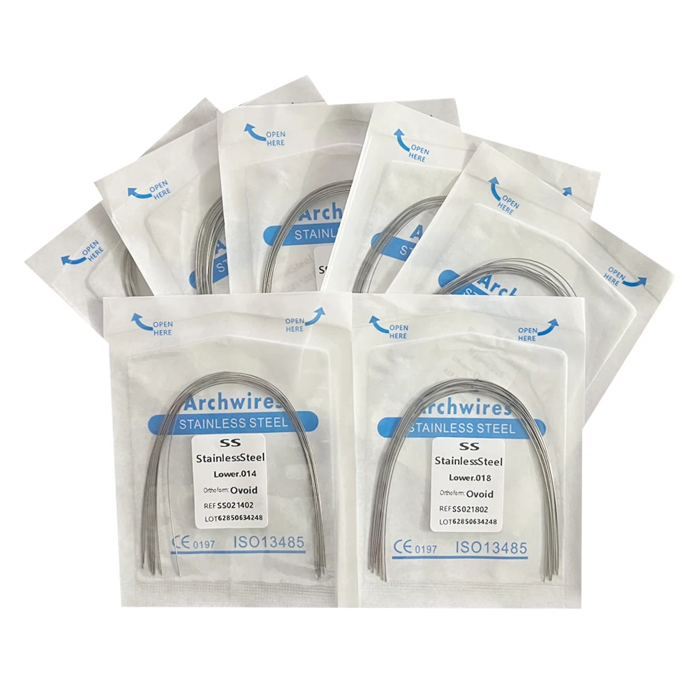 10pcs/Pack AG Dental Orthodontic Arch Wires Stainless Steel Round / Rectangular Oval Form Ortho Arch Wire Dentist Tool