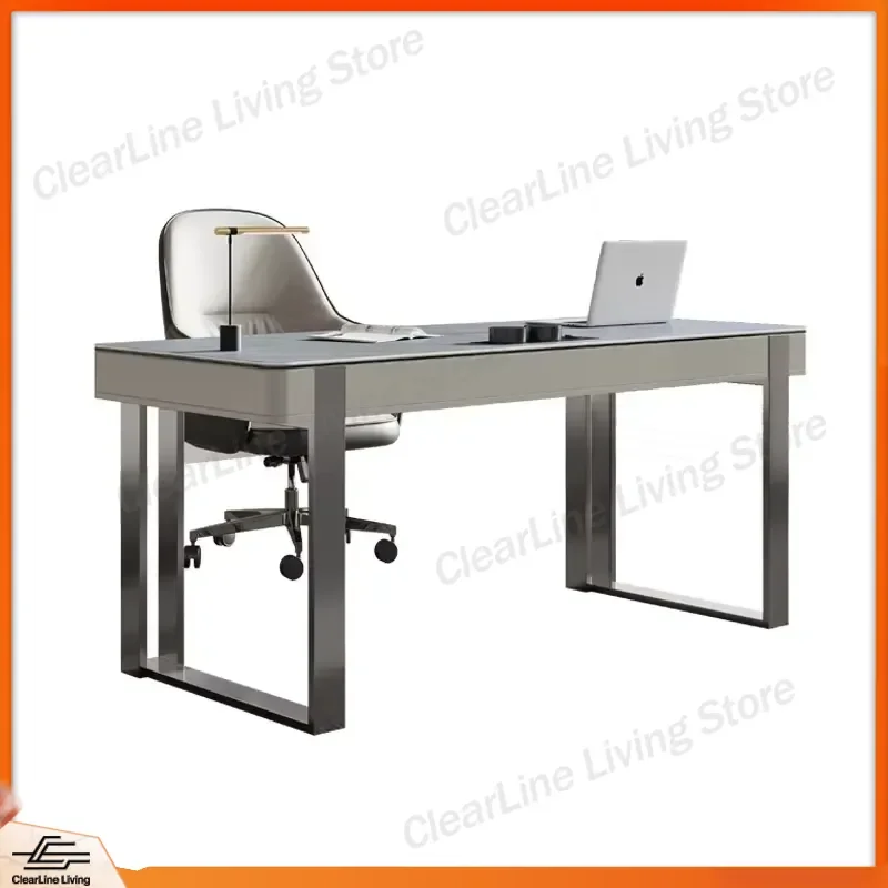 Modern Italian Style Light Luxury Slate Wood Desk Simple Home Office Computer Table for Bedroom Study Writing Workstation