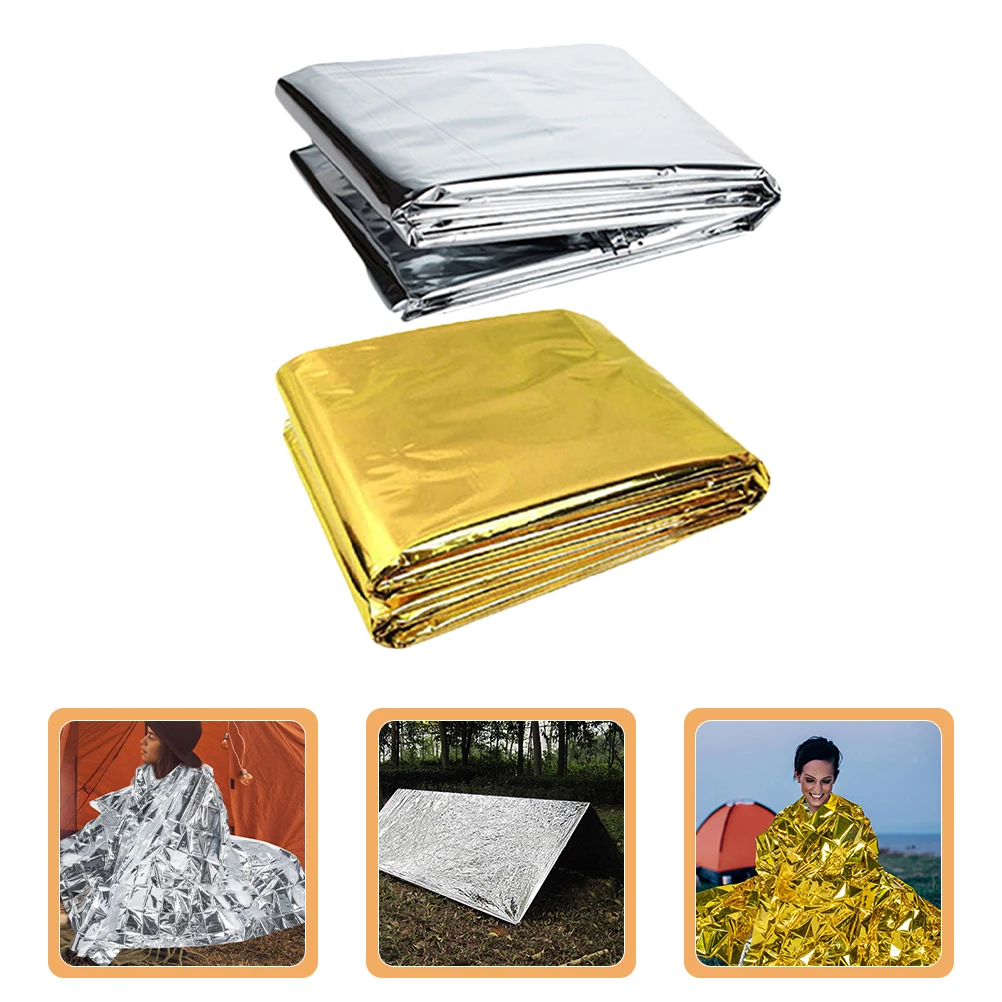 

2pcs Insulation Blanket Emergency Thermal Body Warmers Cold Weather PET Camping Heat Reflective Survival Outdoor