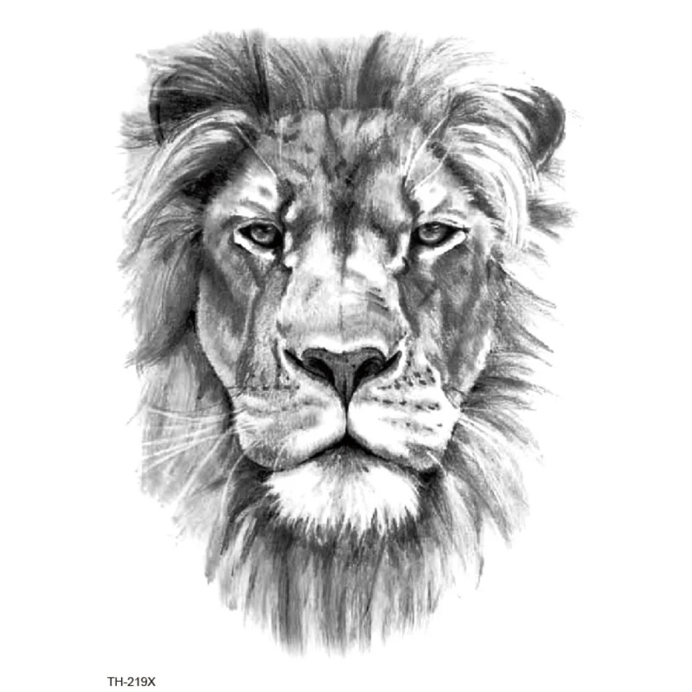 Wash Painting Style Men's Temporary Tattoos Water Transfer Decals Instant Tiger Lion Wolf Tattoo Stickers Waterproof