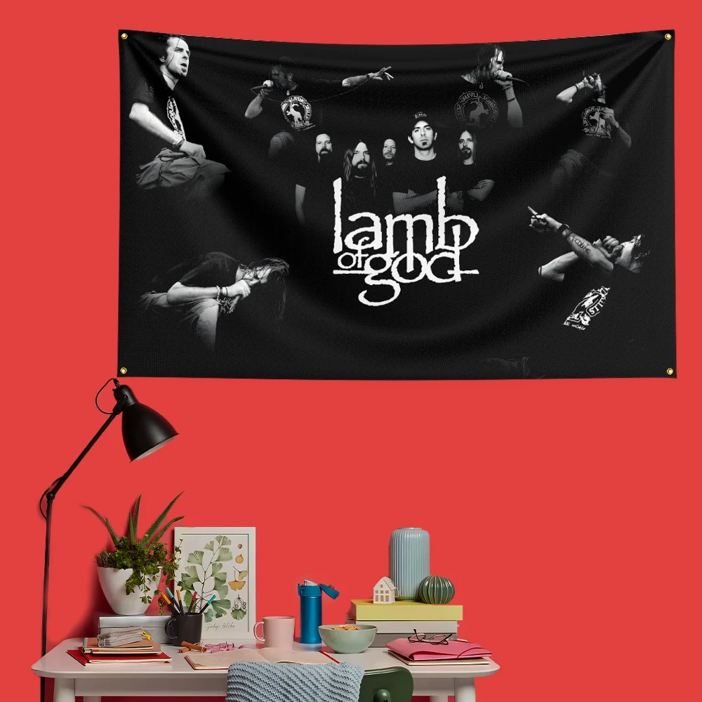 Lamb Of God Inspired Rock Music Flag 3x5 FT 90x150cm Polyester Decorative Banner Tapestry For Music Fans Bedroom Wall Decoration