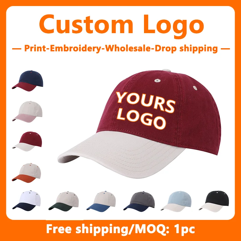 Custom Logo Embroidery Color Blocked Color Blocked for Men and Women Baseball Hats Wholesale DIY Design Print Soft Top Sun Cap