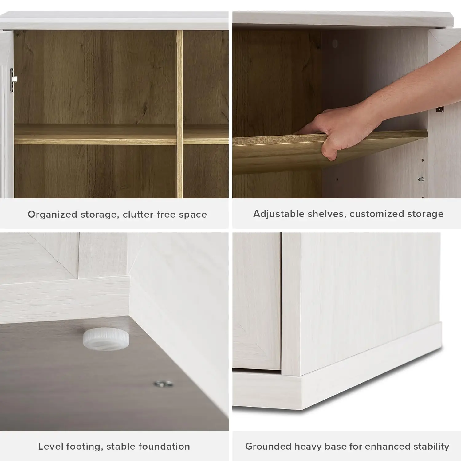 Arched Storage Cabinet & Sideboard with Pantry Function, White Oak Single Door, Customized