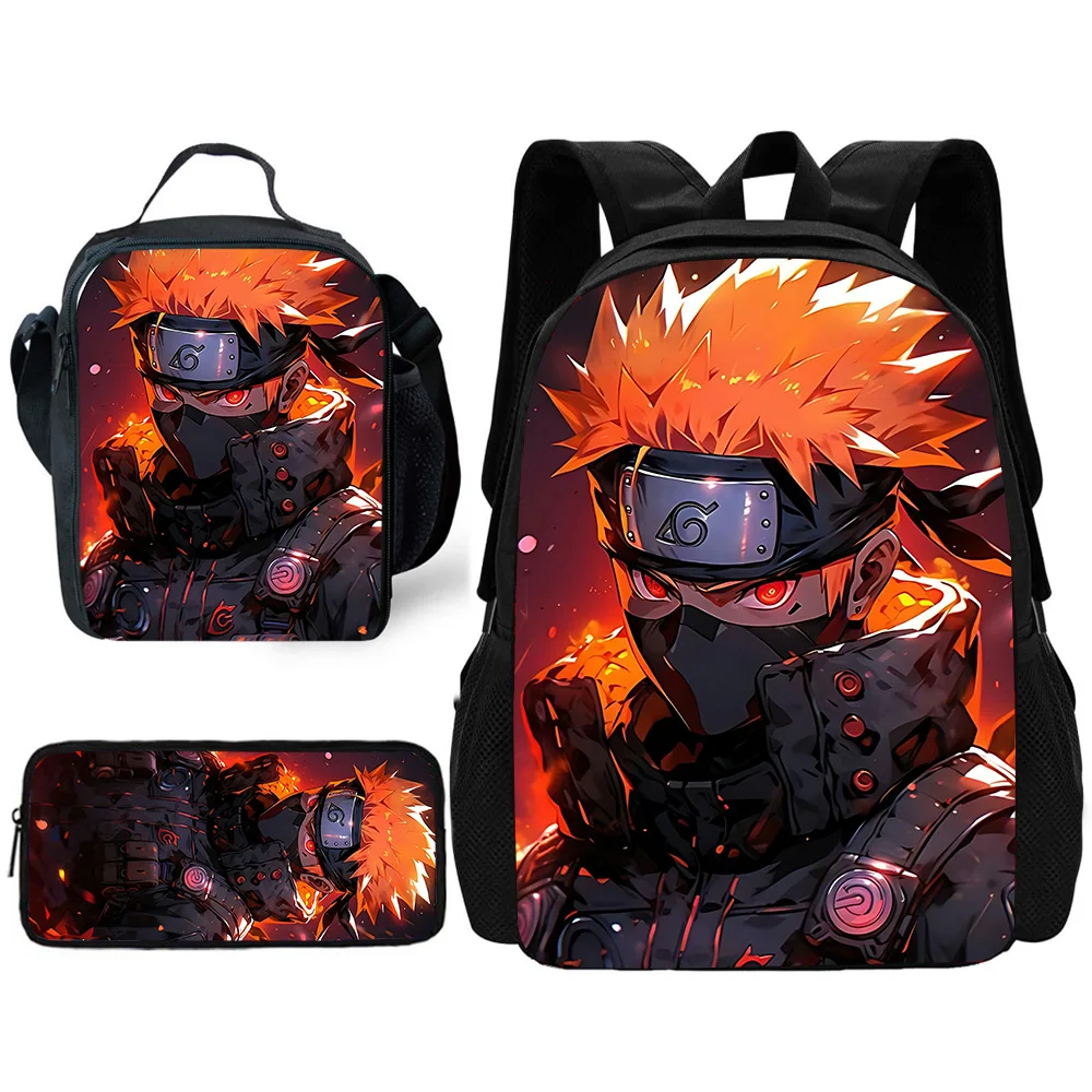 Child School Anime For N-Narutos Backpack with Lunch Bags ,Pencil Bags ,School Bags for Boys Girls Best Gift