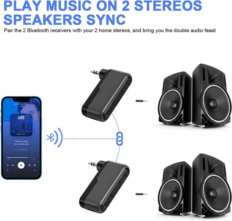 Bluetooth 5,3 Funke mp fänger 3,5mm Aux Stereo Audio Adapter für Auto zu Hause Stereo Lautsprecher Geräusch unterdrückung Freis prec heinrich tung