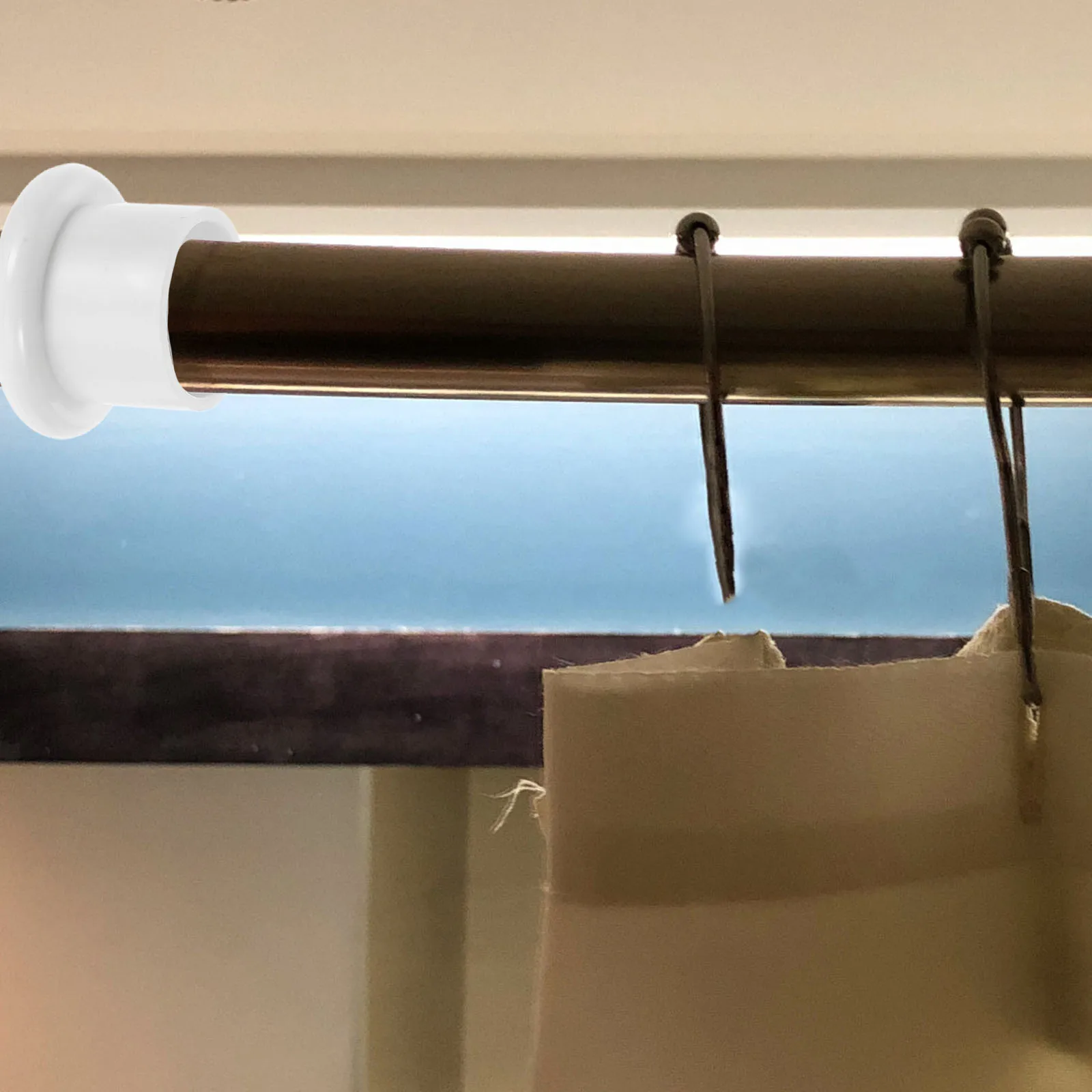 

5 set White Plastic Curtain Rod End Caps Easy Install No Drill Antislip Decorative Closet Shower Window Drapery Pole Stoppers