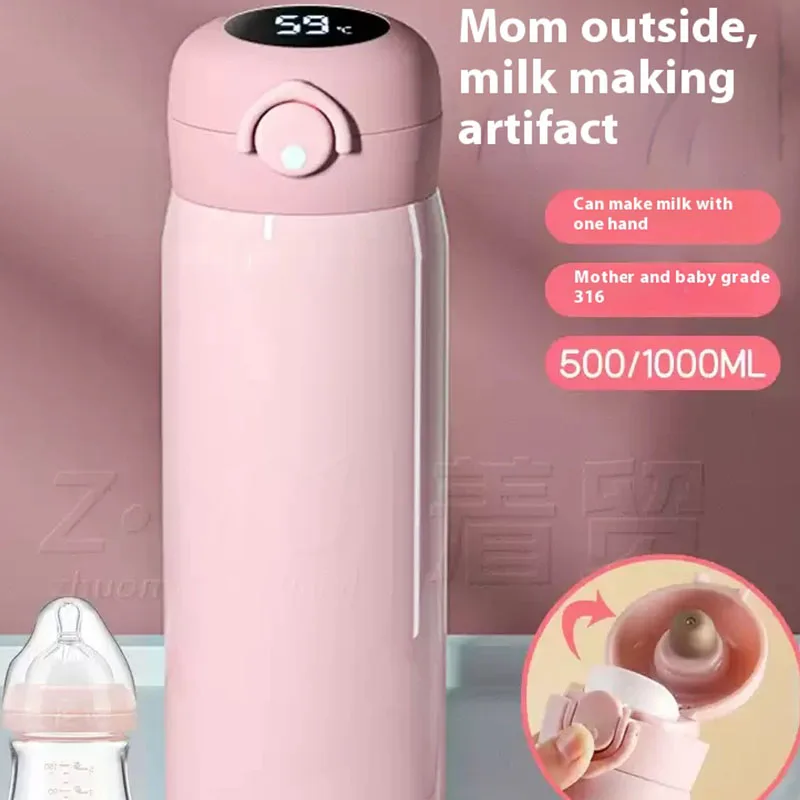 Large Capacity Smart Thermos Cup 316 Stainless Steel Maternal for Infant Grade Portable Kettle with Long Term Battery Life