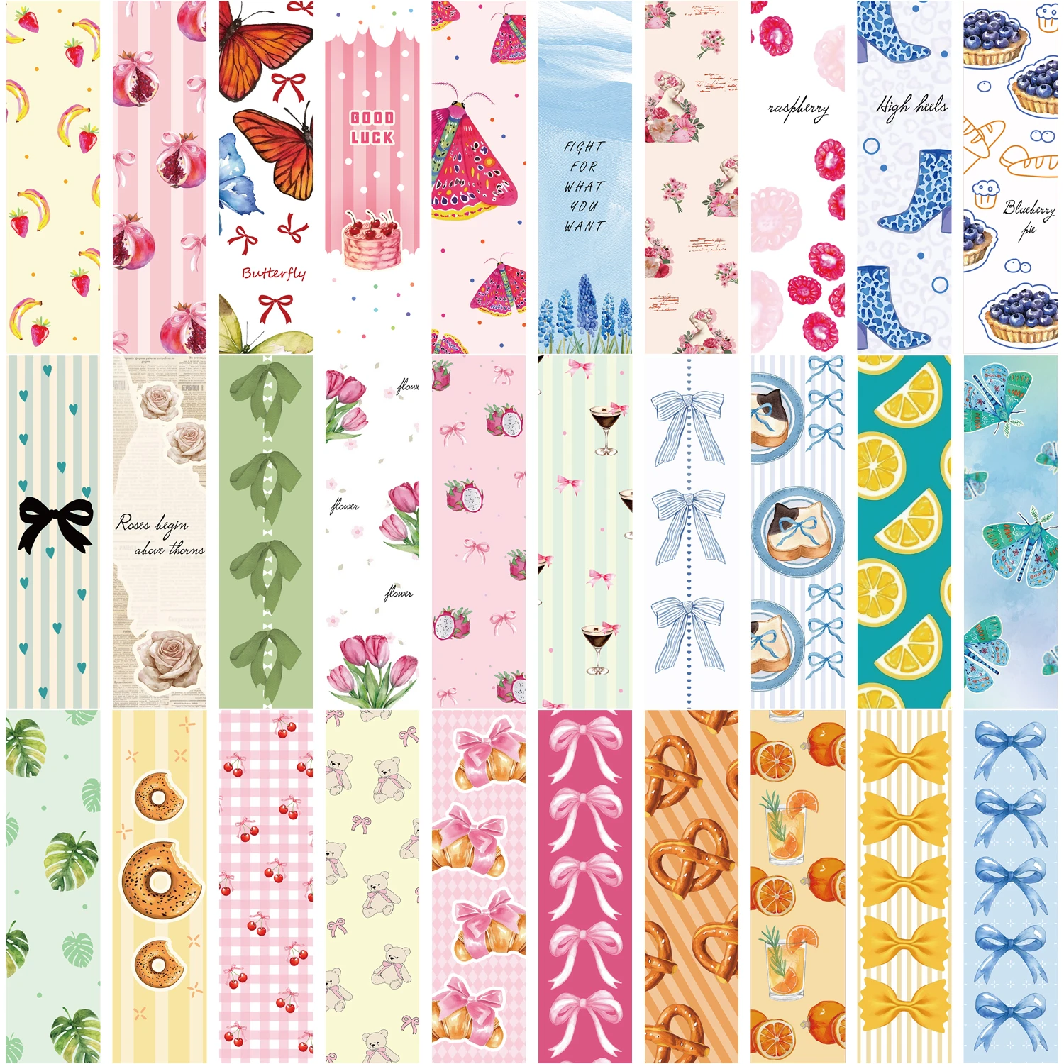 30Pcs Coquette Doodle Bookmarks Assorted Designs Premium Paper Bookmark Set Perfect for Readers Book Page Markers